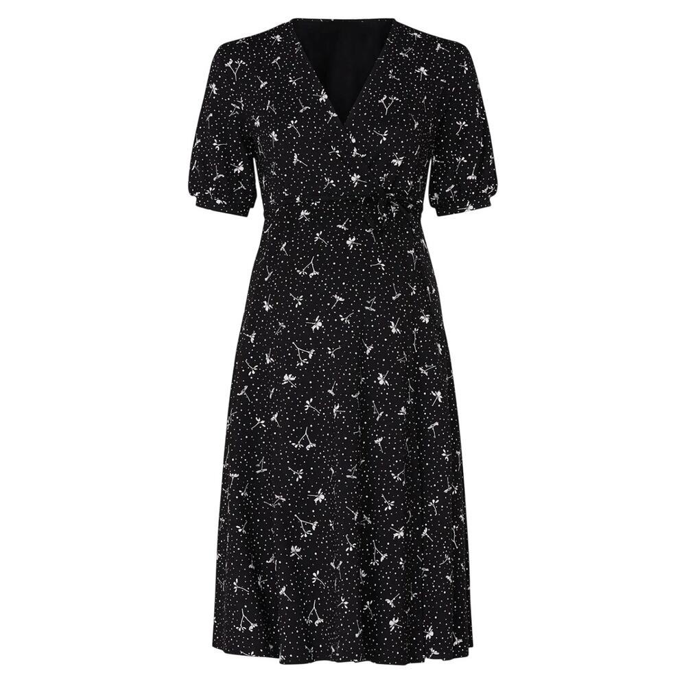 Isabella Oliver Evie Maternity Wrap Dress in Black Floral, Size 4/US 10